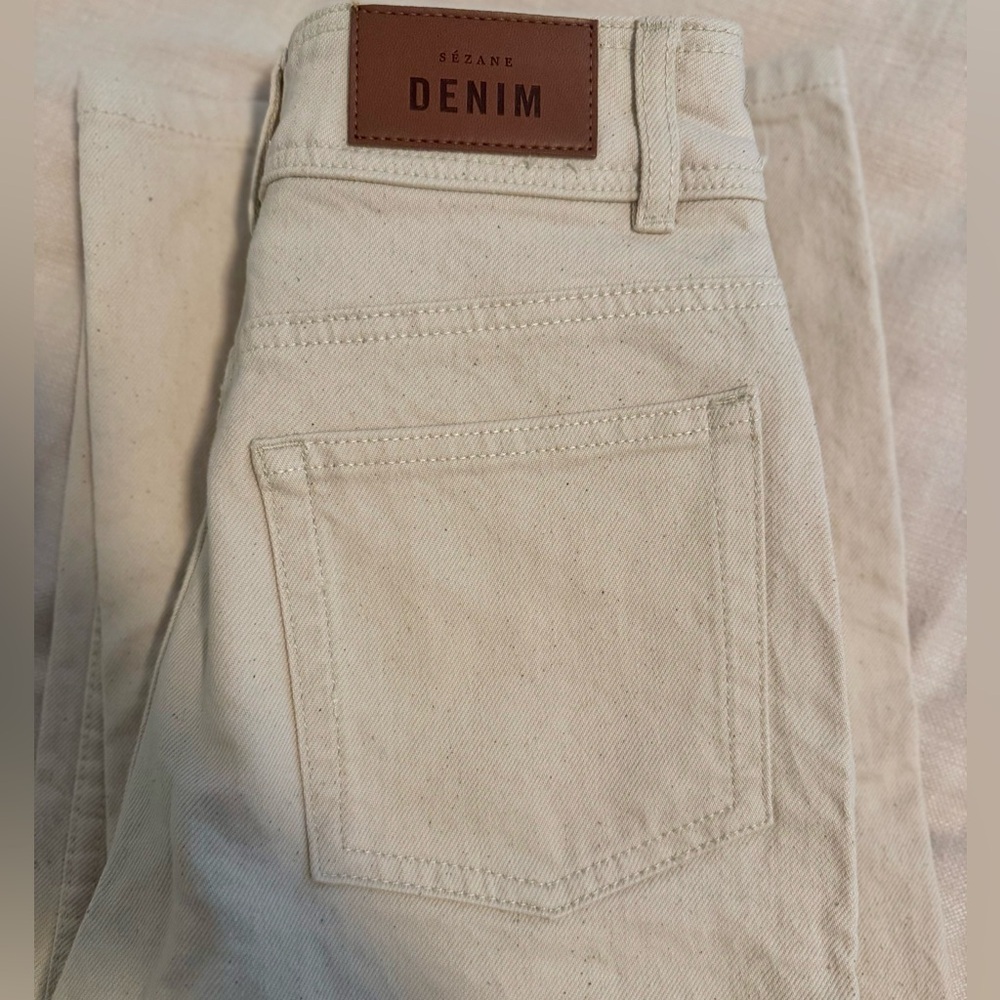 *NEW Sezane Le Crop Mottled Ecru Jeans - Picture 4 of 5